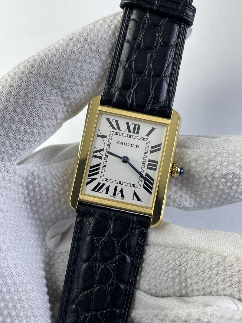 (준비완료/특급배송)NO.2283/K11공장 까르띠에 탱크솔로 27MM 가죽 옐로우골드